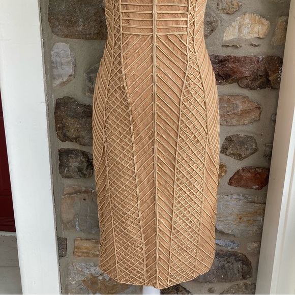 Marciano Axel embellished corded lace strapless gold dress women’s large - Picture 6 of 16